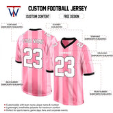 Custom Pink-Rose Stripes Authentic Football Jersey